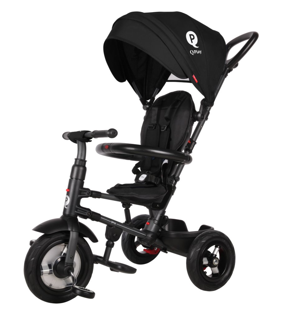 Tricycle QPLAY Rito air gel (Rubber) Noir, âge 10-72 mois – Image 3