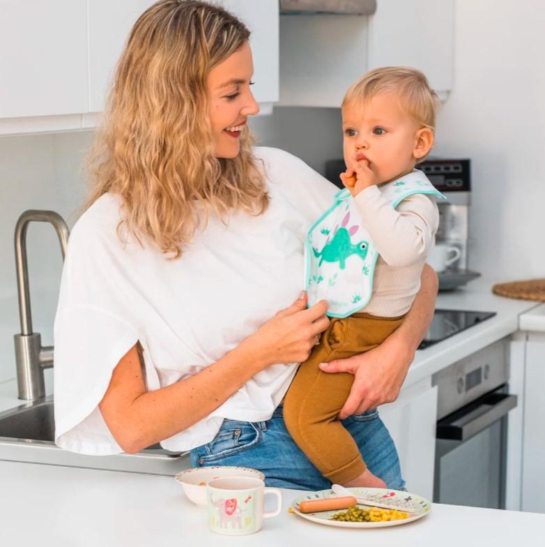 BABYONO Bavaglino in spugna, medio, impermeabile dino 6m+ - immagine 3