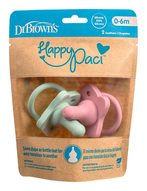 DR.BROWN'S Sucette HappyPaci 0-6m 2pcs, rose/vert (PS12007)