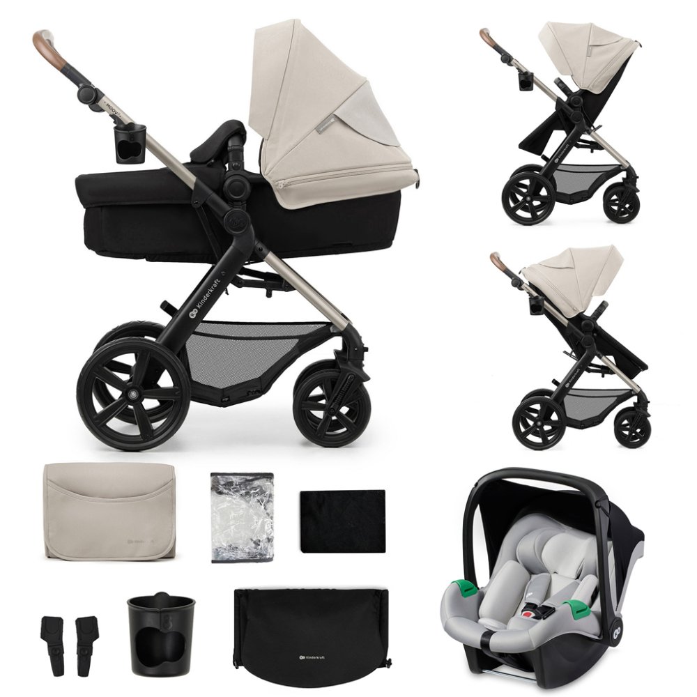 KINDERKRAFT Poussette combinée Moov 2 3en1 Moonlight Grey - roues en mousse