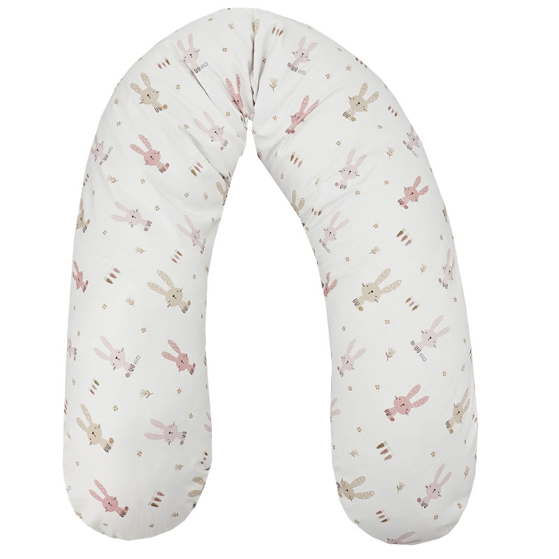 Coussin d'allaitement EKO Velvet Bunny rose 180 cm