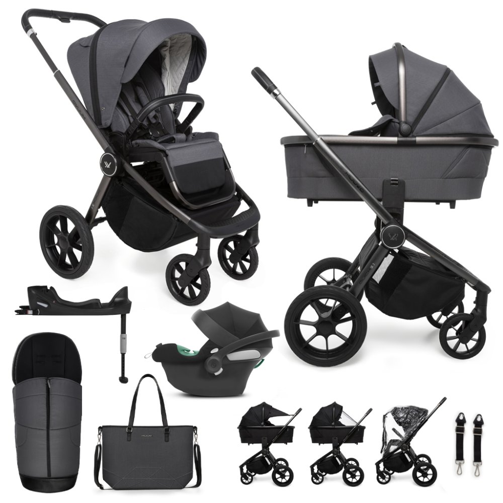 MUUVO SET Wózek 4w1 Quick SE 2 Diamond graphite set + CYBEX Aton B2 i-Size + baza