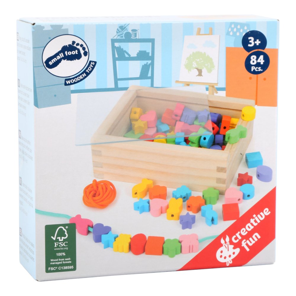 small foot Perles à enfiler en bois formes dans une boîte – Image 3