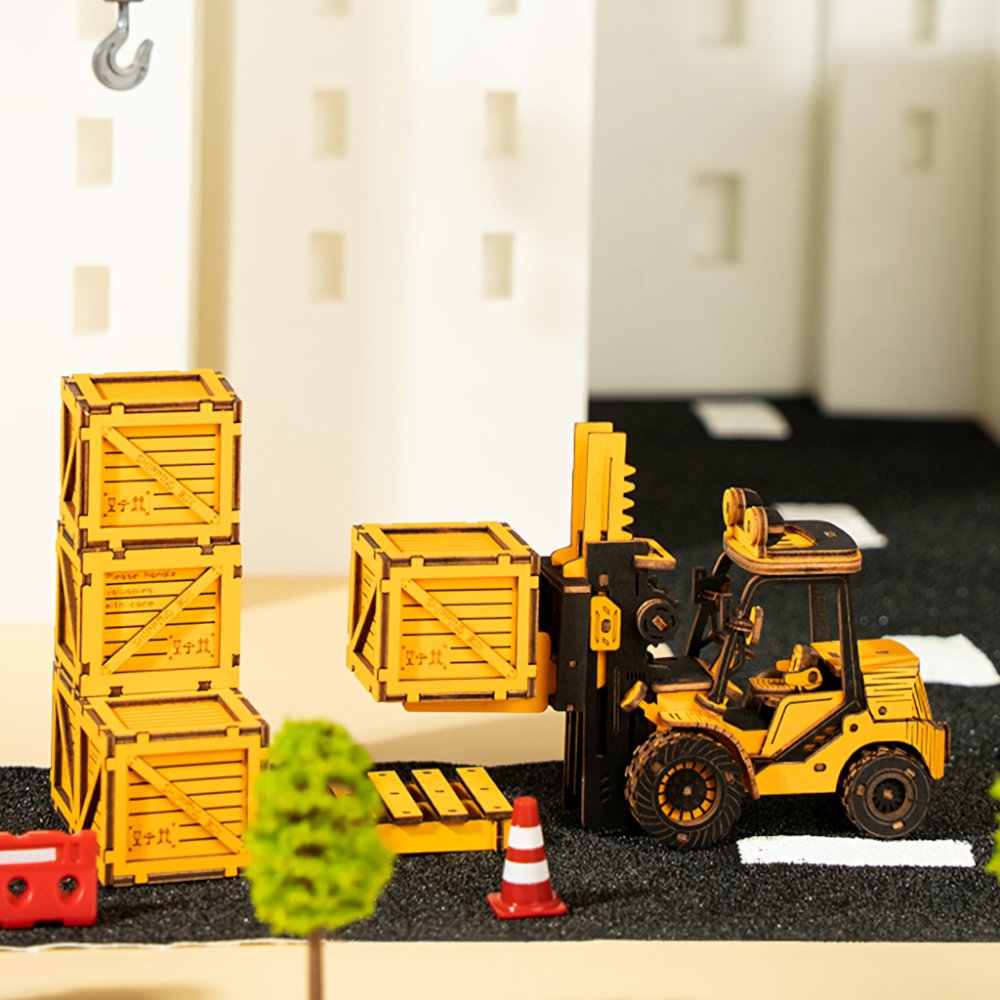 RoboTime 3D dřevěná mechanická skládačka Vysokozdvižný vozík (obrázek 11)