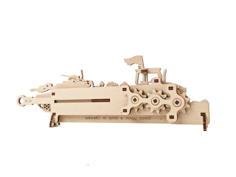 Puzzle mécanique en bois 3D Ugears Brave UA Tractor – Image 7