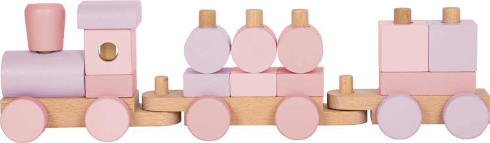 small foot Ensartar Tren de Madera Rosa - Imagen 4