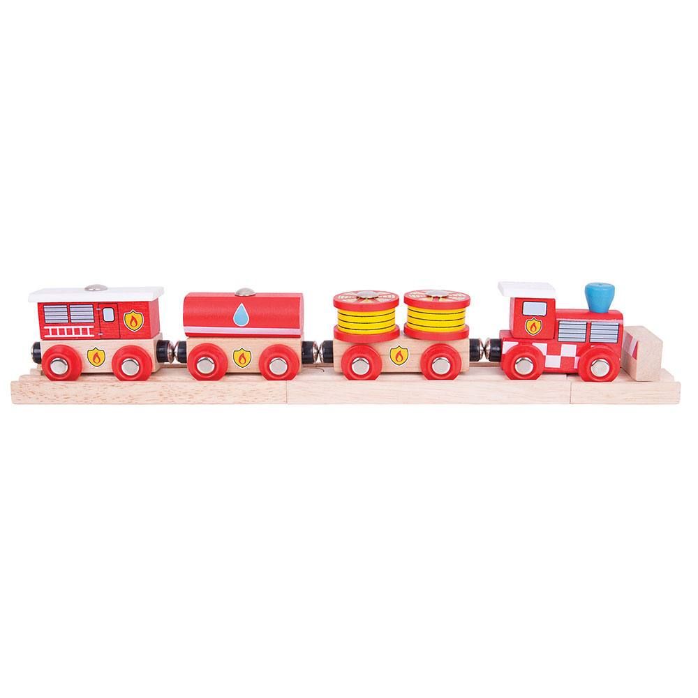 Bigjigs Rail Pociąg strażacki + 3 tory