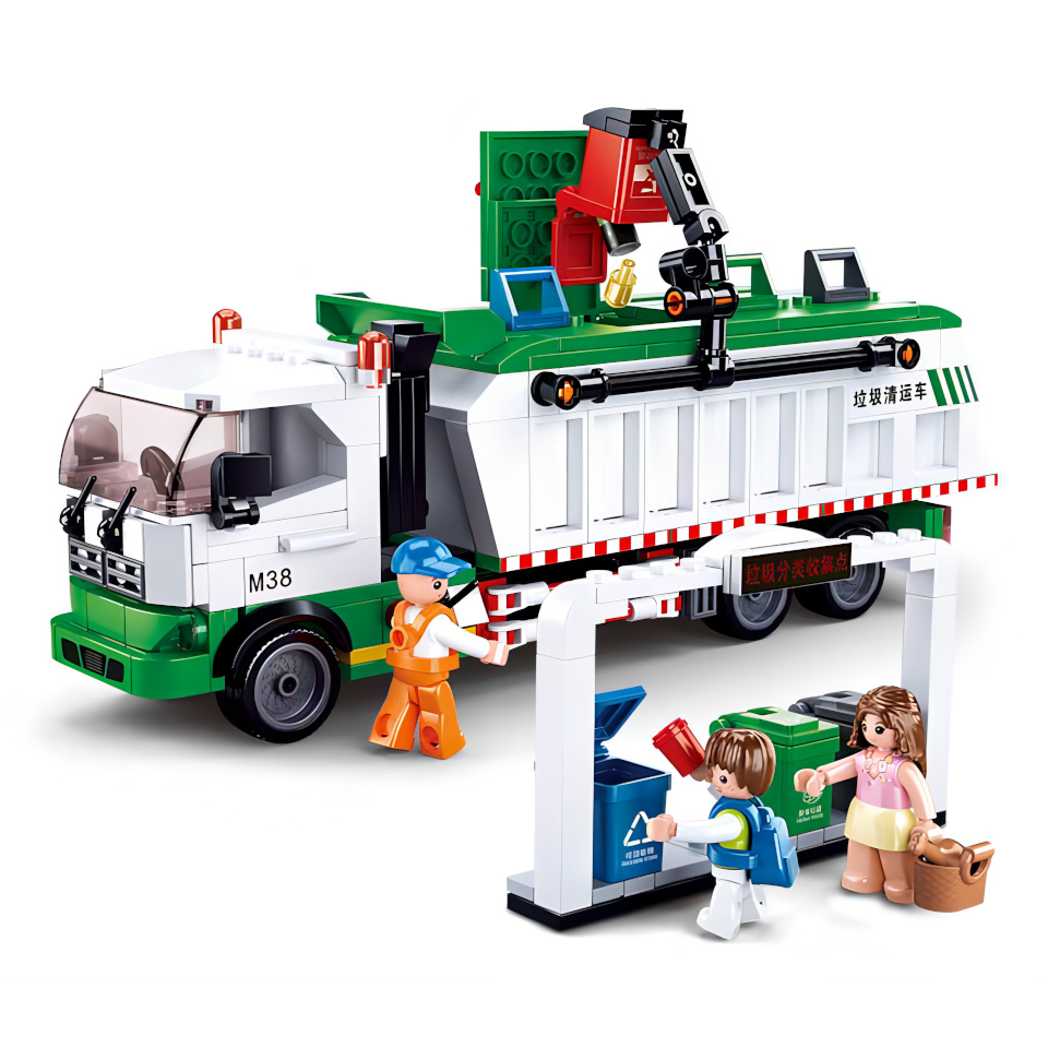 Sluban Town M38-B0780 Müllwagen mit Recyclingfunktion + Kartenspiel