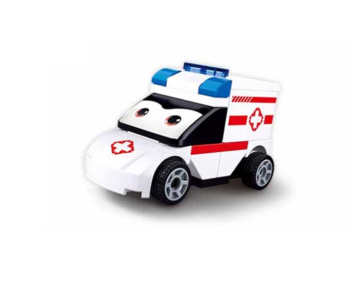 Sluban Power Bricks M38-B1072H Visszahúzós autó szemekkel Mentőautó