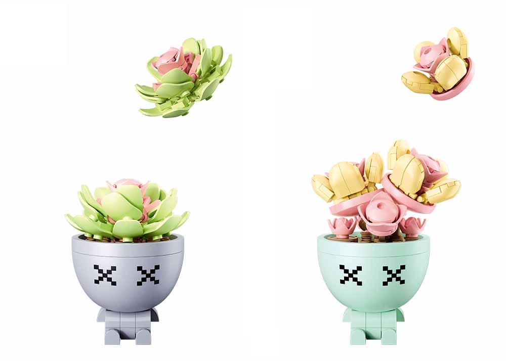 Sluban Flowers M38-B1076 Sukulenty w doniczce Display 6 szt. - obrazek 2