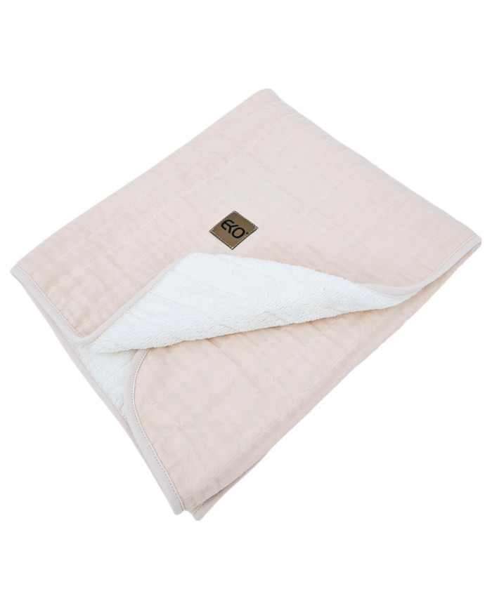 Manta de muselina EKO con piel Rose pink 75x90 cm