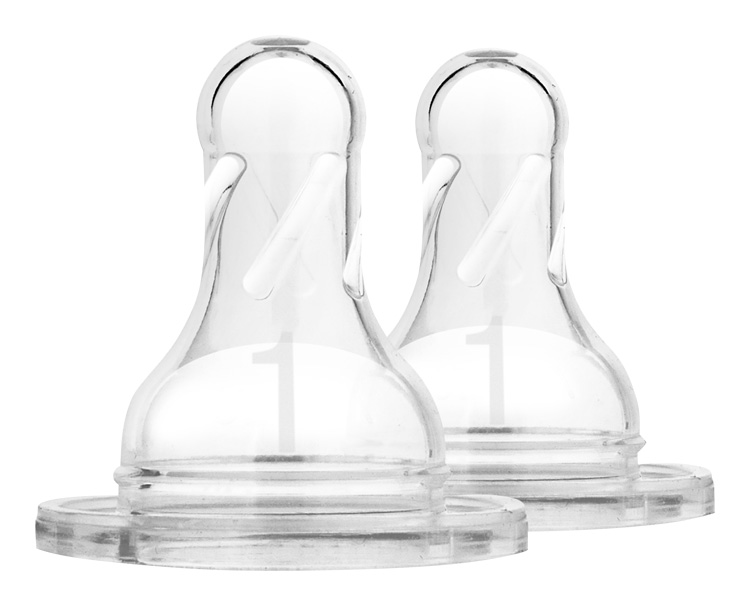 DR.BROWN'S Tétines de remplacement en silicone pour biberons Options+ NARROW niveau 1, sans BPA, 2 pièces