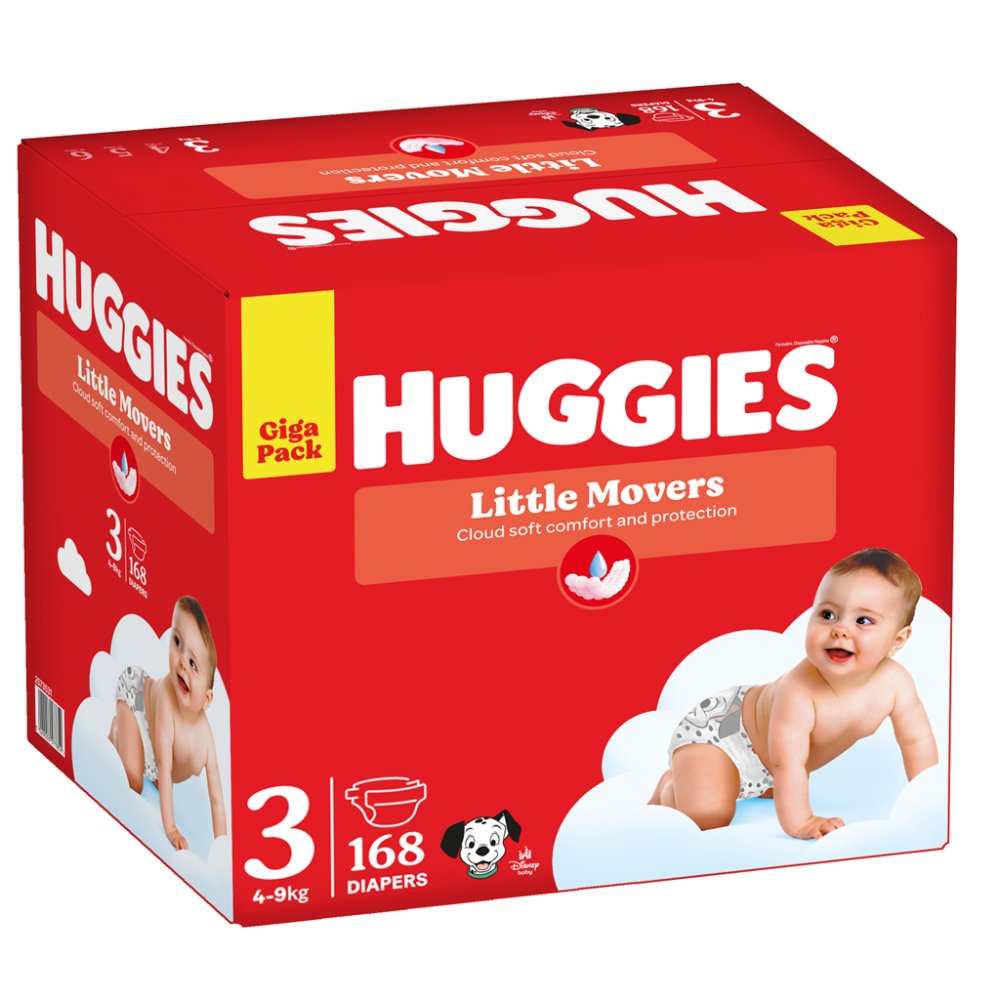 HUGGIES® Pañales desechables Little Movers talla 3 (4-9 kg), 168 unidades CAJA - Imagen 3