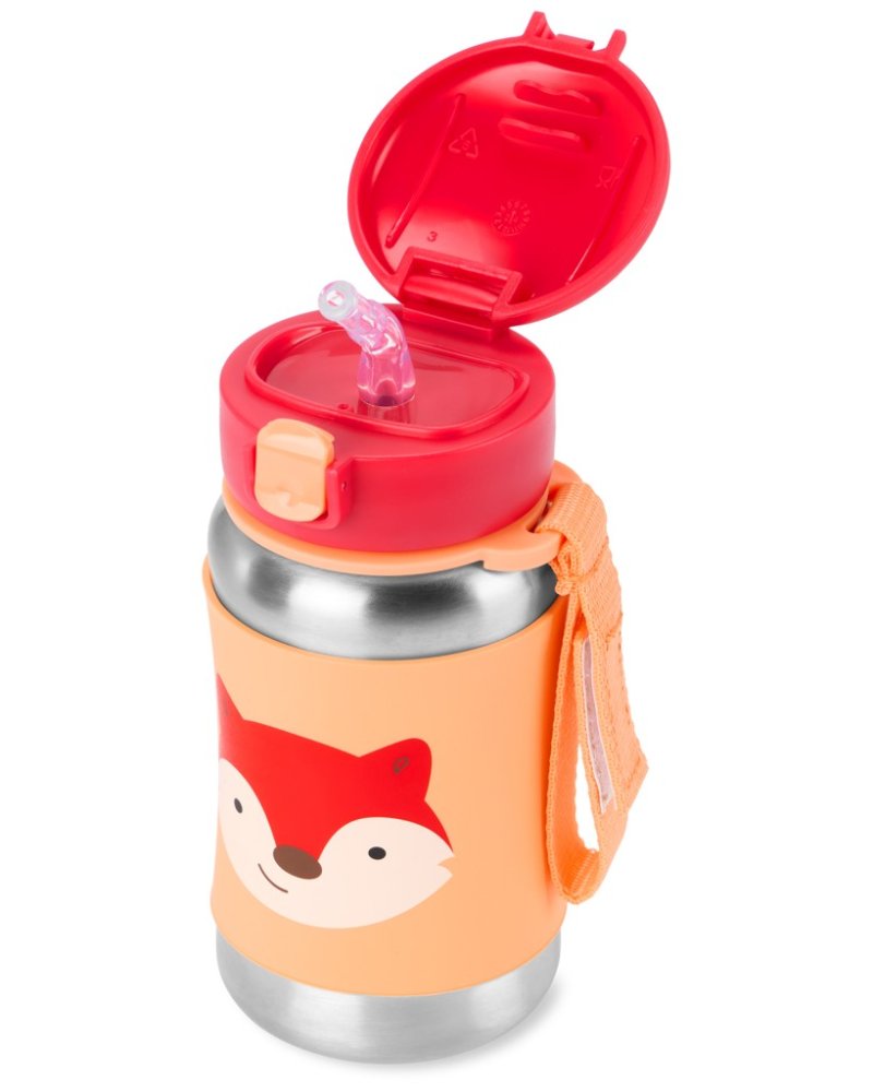 SKIP HOP Spark Style Botella con Pajita para Agua Inoxidable Zorro 12m+