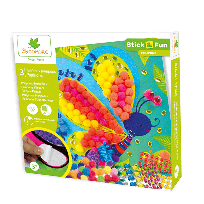 Stick & Fun - ozdabianie pomponami - motylki