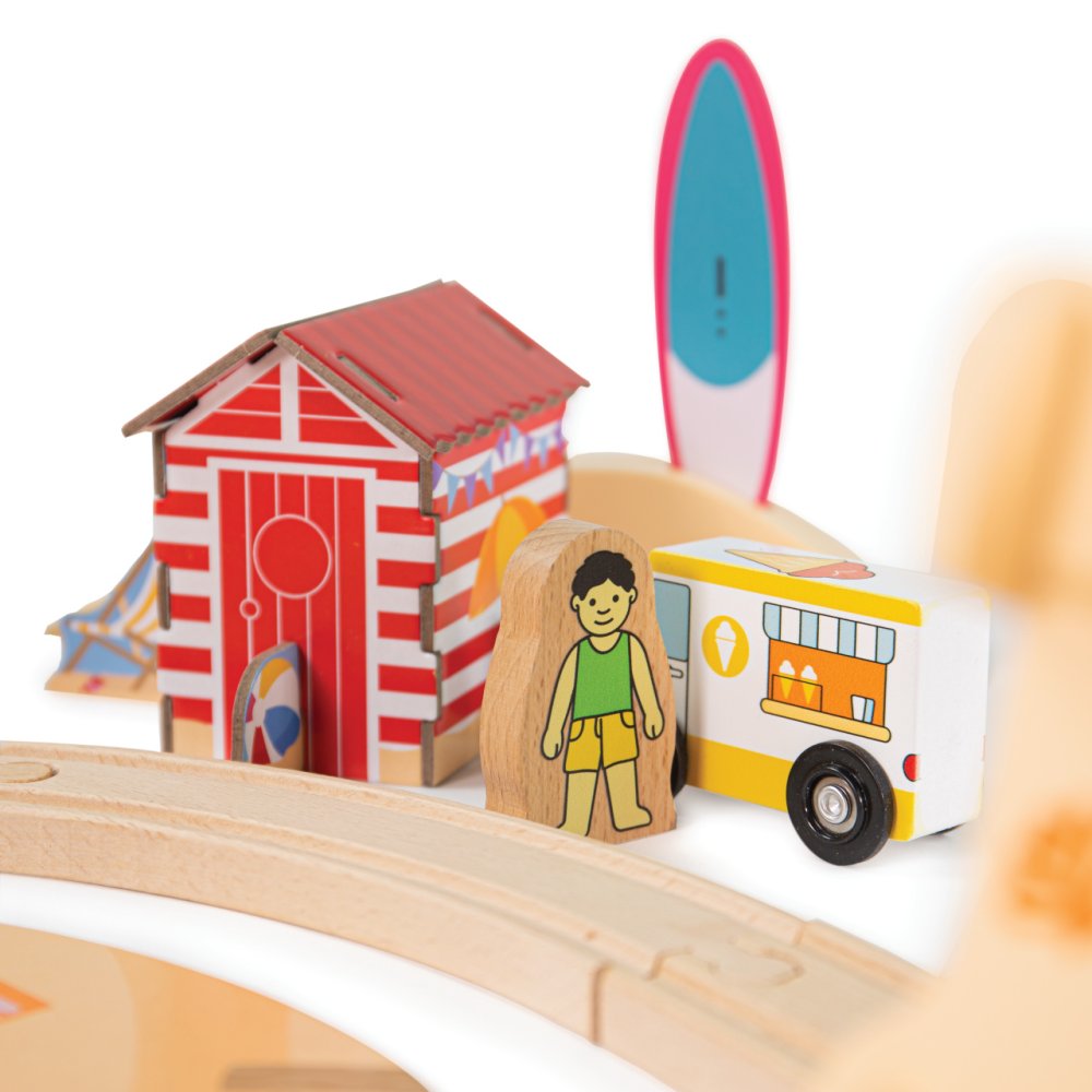 Bigjigs Rail Dřevěná vláčkodráha Úklid pobřeží 70 dílů (obrázek 2)