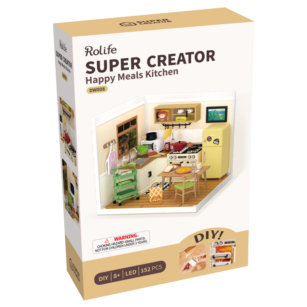 RoboTime 3D dřevěná skládačka Miniatura domečku Kuchyňka Happy Meals (obrázek 2)
