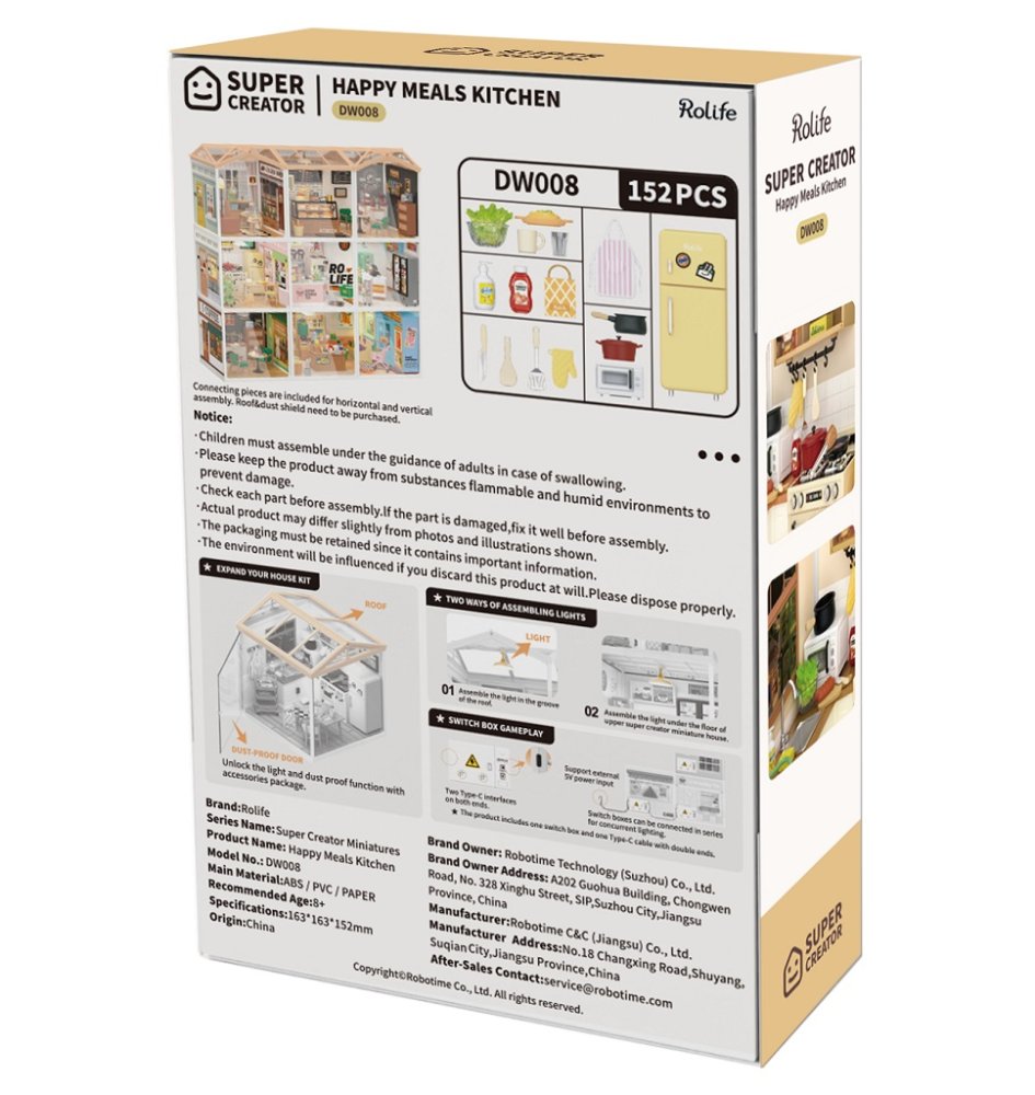 RoboTime 3D dřevěná skládačka Miniatura domečku Kuchyňka Happy Meals (obrázek 6)