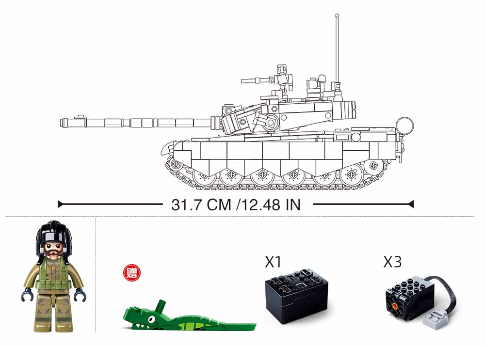 Sluban Power Bricks M38-B7071 R/C ZTZ-99AS Tank na dálkové ovládání (obrázek 4)