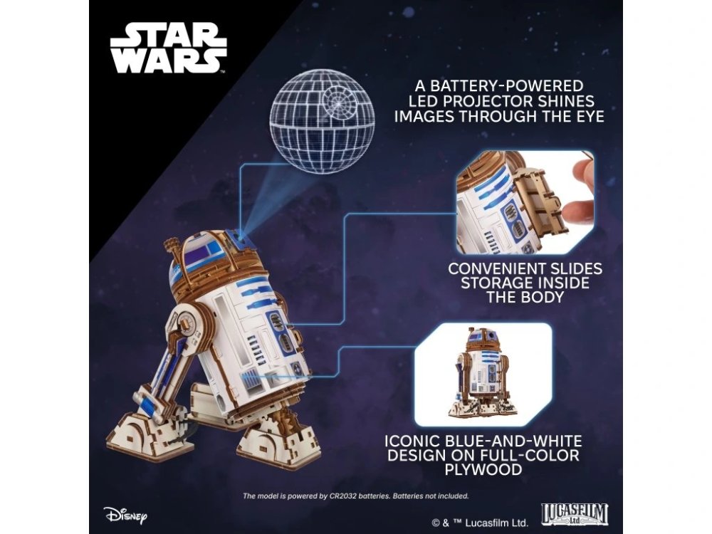 Ugears 3D dřevěná mechanická skládačka Star Wars R2-D2 (obrázek 6)