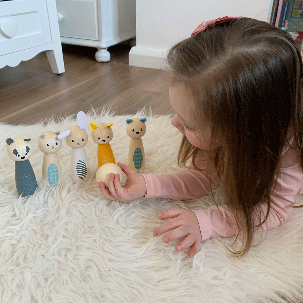 Bigjigs Toys Kuželky lesní zvířátka (obrázek 4)