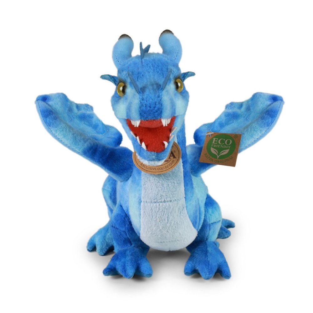 Rappa Plyšový drak 40 cm modrý ECO-FRIENDLY (obrázek 3)
