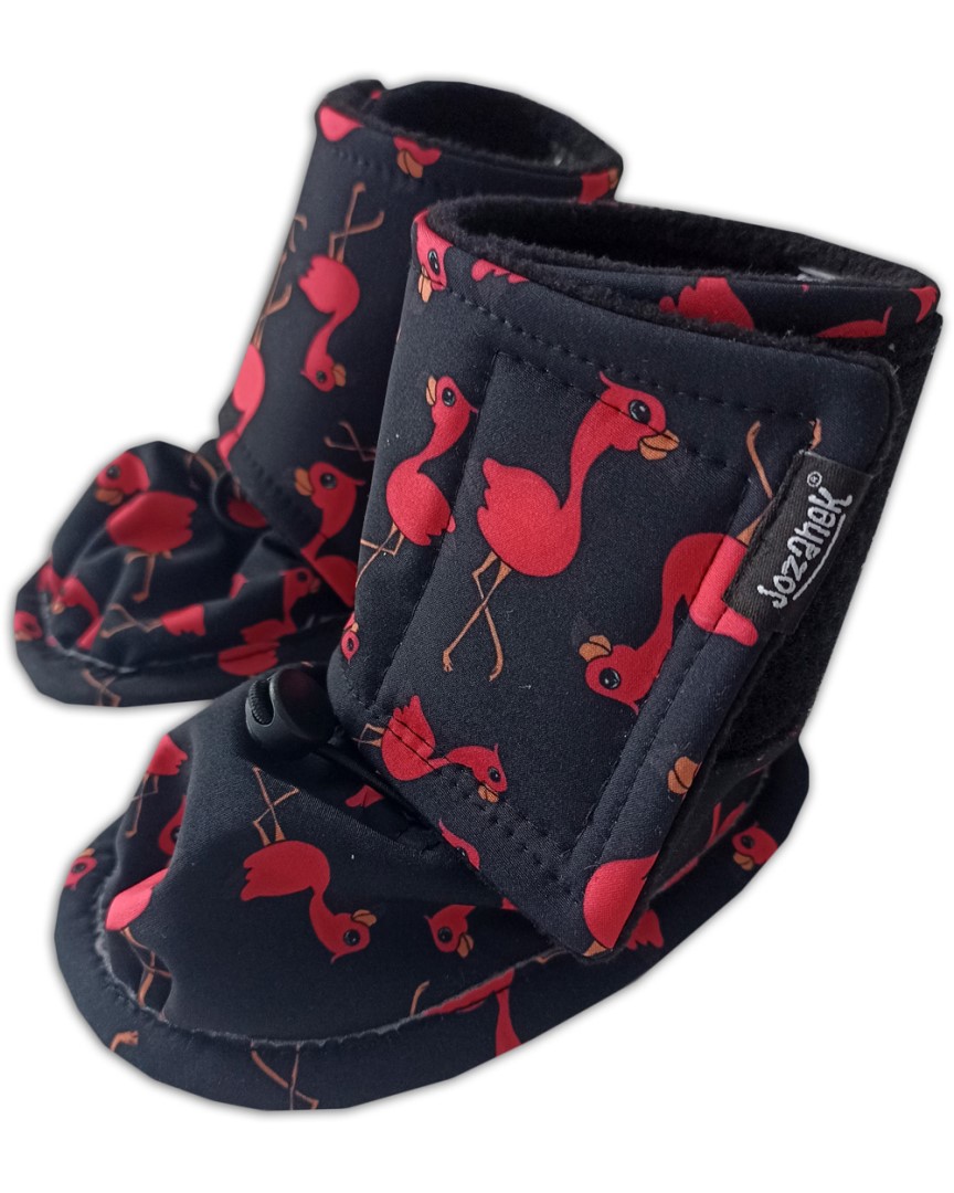 Softshell Insulated Winter Baby Booties - Flamingos 6 - 12 Months,Softshell Insulated Winter Baby Booties - Flamingos 6 - 12 Months