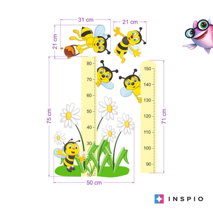 Vinilos Para Habitación Infantil - Medidor Infantil Con Abejas