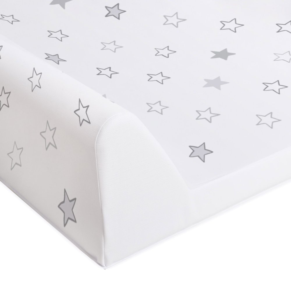 CEBA Wickelauflage 2-eckig Mit Festem Brett (50x70) Comfort Stars Grau