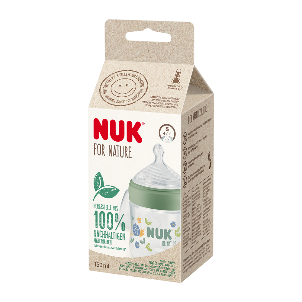 Butelka Dla Niemowląt NUK For Nature Z Regulacją Temperatury, Zielona 150 Ml