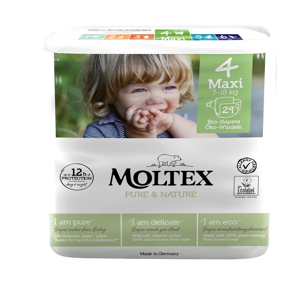 6x MOLTEX Pure&Nature Wegwerpluiers 4 Maxi (7-18 Kg) 29 STUKS - ECONOMY PACK