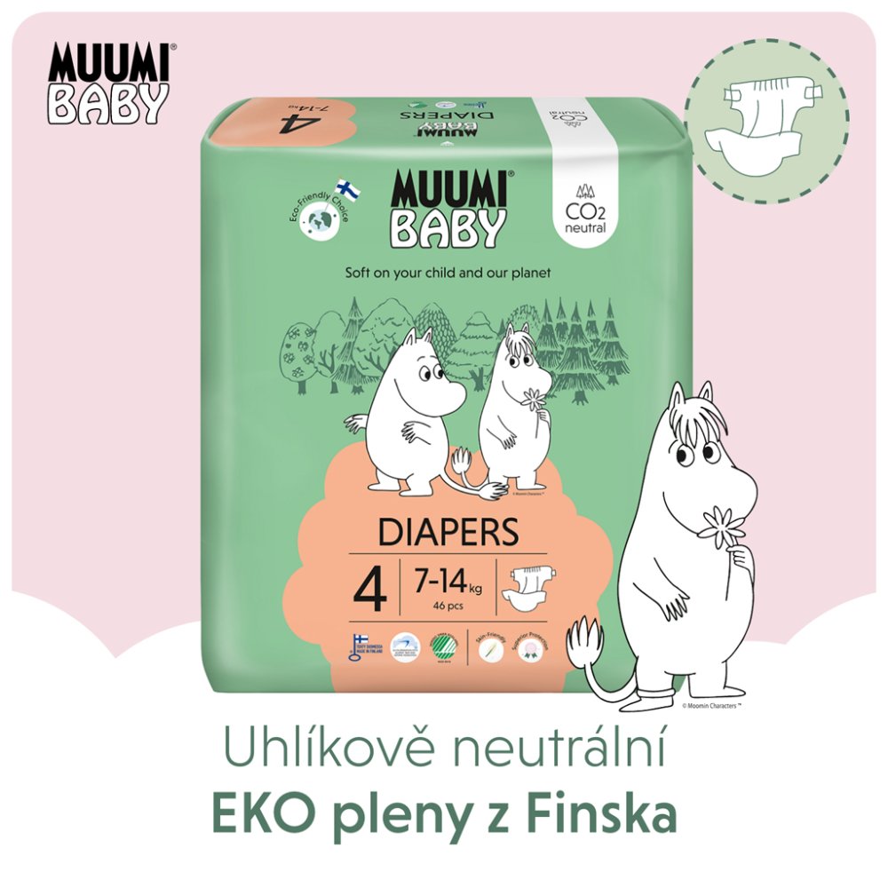 MUUMI Baby 4 Maxi 7-14 Kg (138 Stück), Monatspackung Öko-Windeln