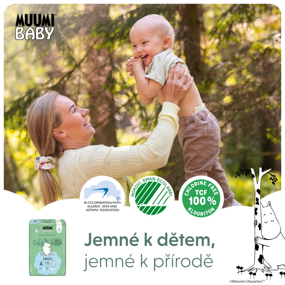 MUUMI Baby Pants 4 Maxi 7-11 Kg (40 Stück), Höschen-Öko-Windeln