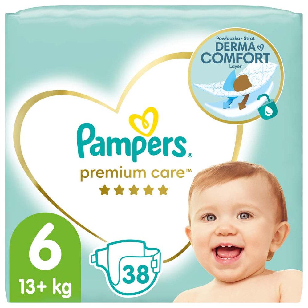 PAMPERS Premium Care Couches Jetables 6 (13 Kg+) 38 Pièces