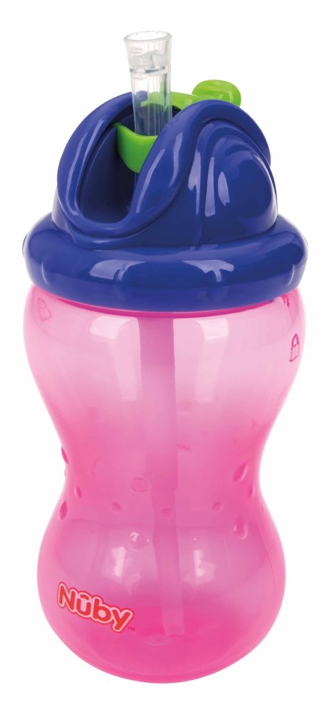 NUBY Mug Non Coulant Avec Paille Pliable Et 360 Ml, 12 M+ Rouge