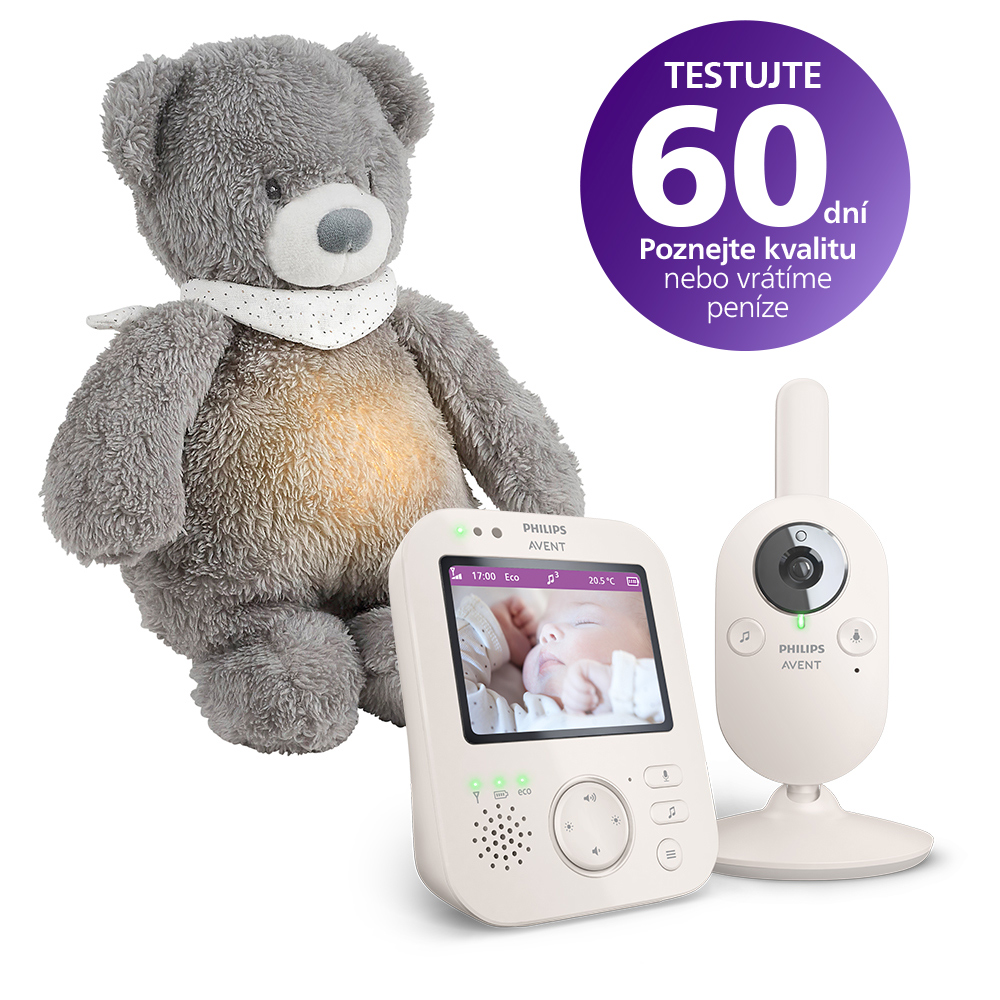 Philips AVENT Baby Monitor Video SCD891/26+NATTOU Soother 4 In 1 Sleepy Bear Gray 0m+