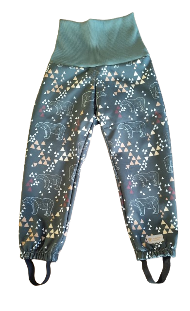 Pantaloni softshell per la crescita dei bambini con membrana Monkey Mum® - Orsetto origami 110/116