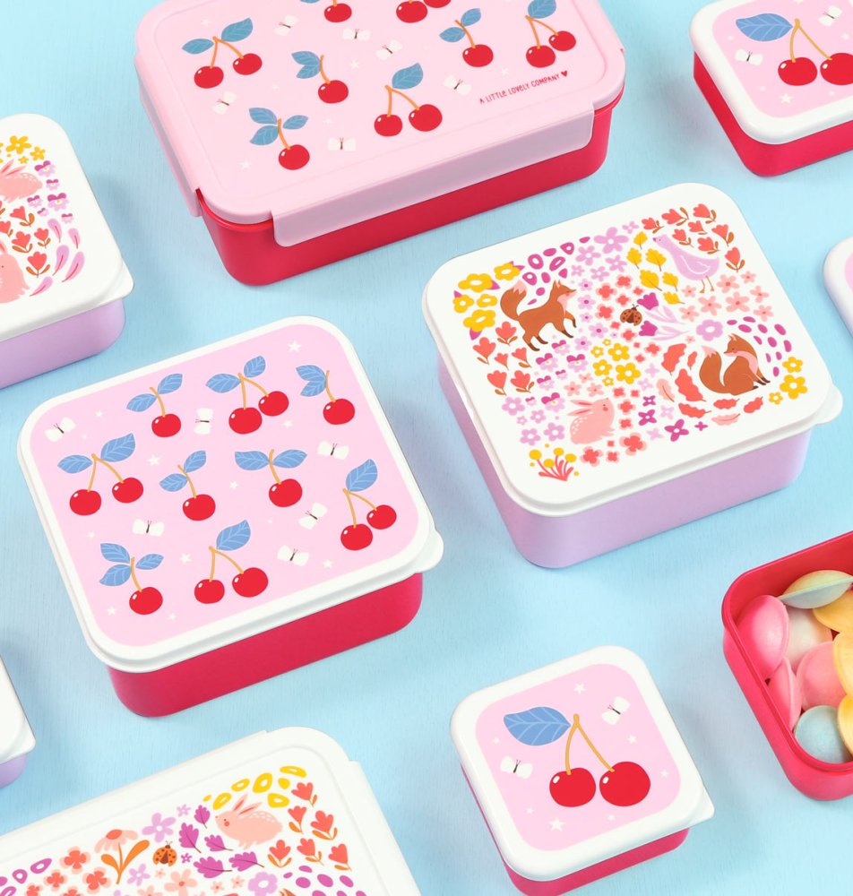 A Little Lovely Company - Set di quattro contenitori per snack - ciliegie - immagine 6
