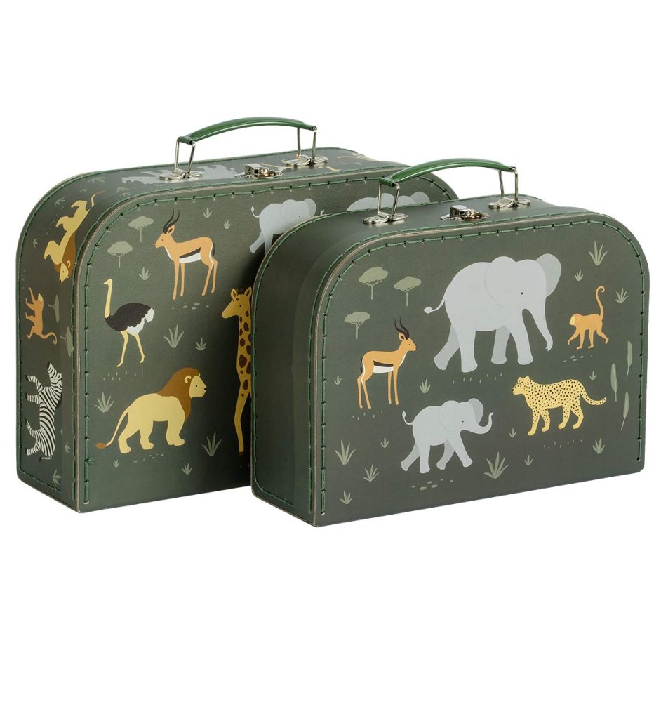 A Little Lovely Company - Ensemble de deux valises en carton - Animaux de la savane