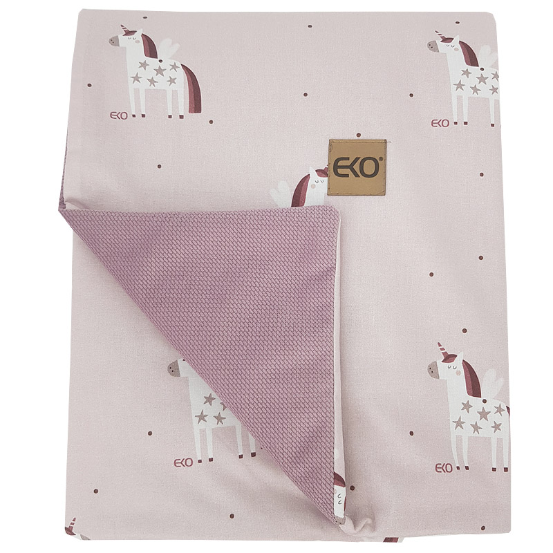 Couverture EKO en coton double face doublée de velours Licorne 100x80cm – Image 3