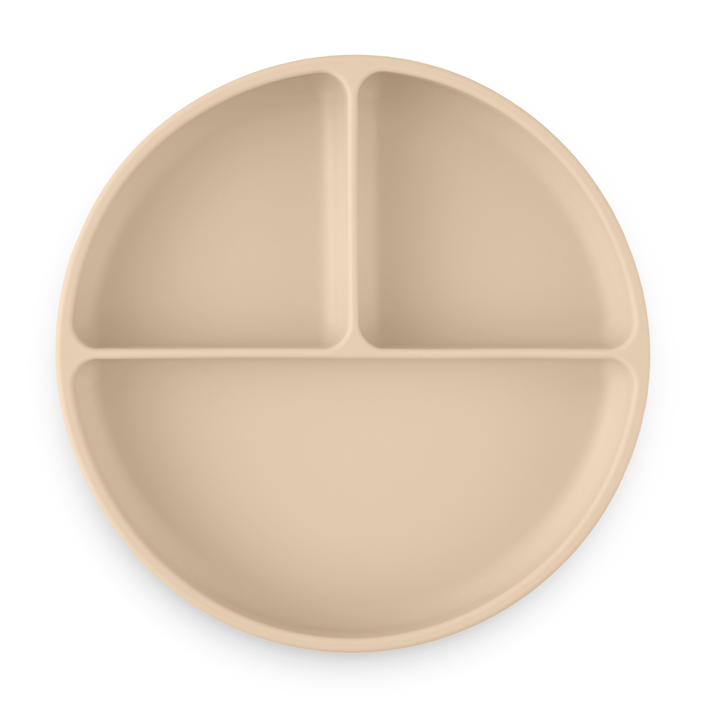 PETITE&MARS Assiette en silicone divisée ronde Take&Match Desert Sand 6m+ – Image 5