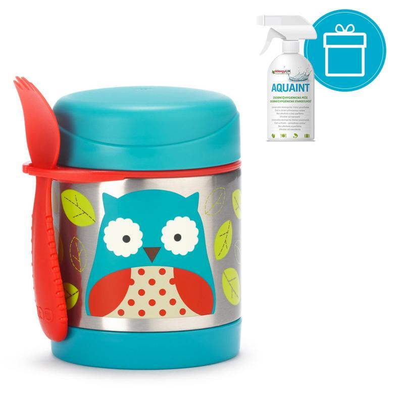 SKIP HOP Zoo Termos per alimenti con cucchiaio/forchetta Gufo 325 ml, 3+ + AQUAINT 500 ml