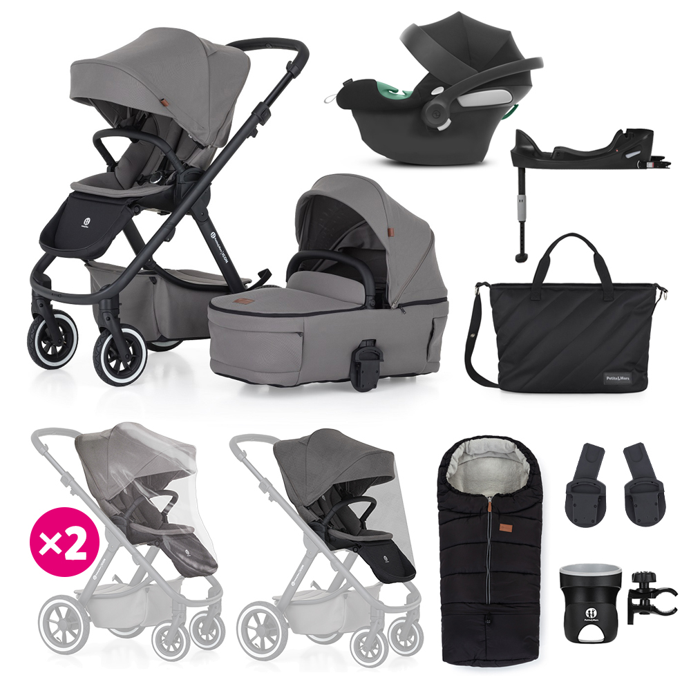 PETITE&MARS SET Poussette 4en1 ICON Dove Grey XXL AIR + CYBEX Aton B2 i-Size