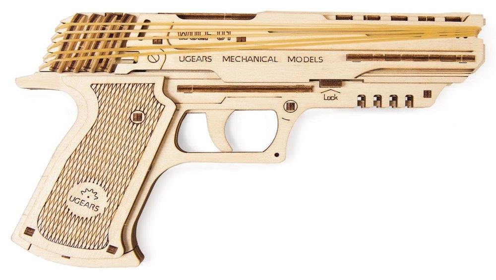 Ugears Puzzle 3D de madera mecánico Wolf-01 Pistol