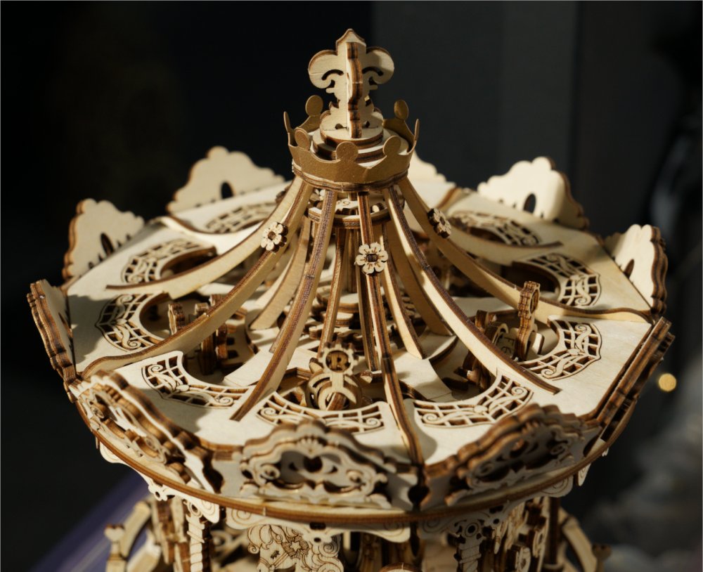 RoboTime Puzzle 3D en bois boîte à musique Carrousel romantique – Image 3