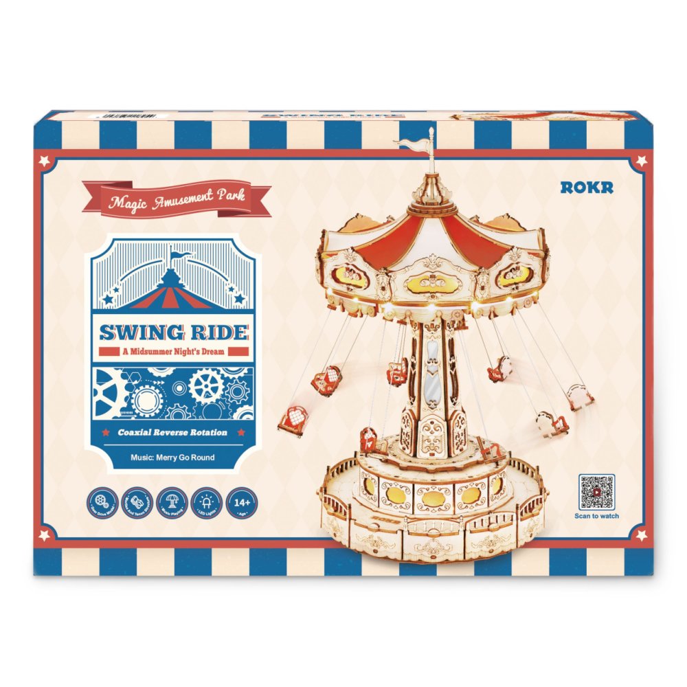 RoboTime Puzzle 3D en bois Boîte à musique Carrousel à chaîne coloré – Image 5