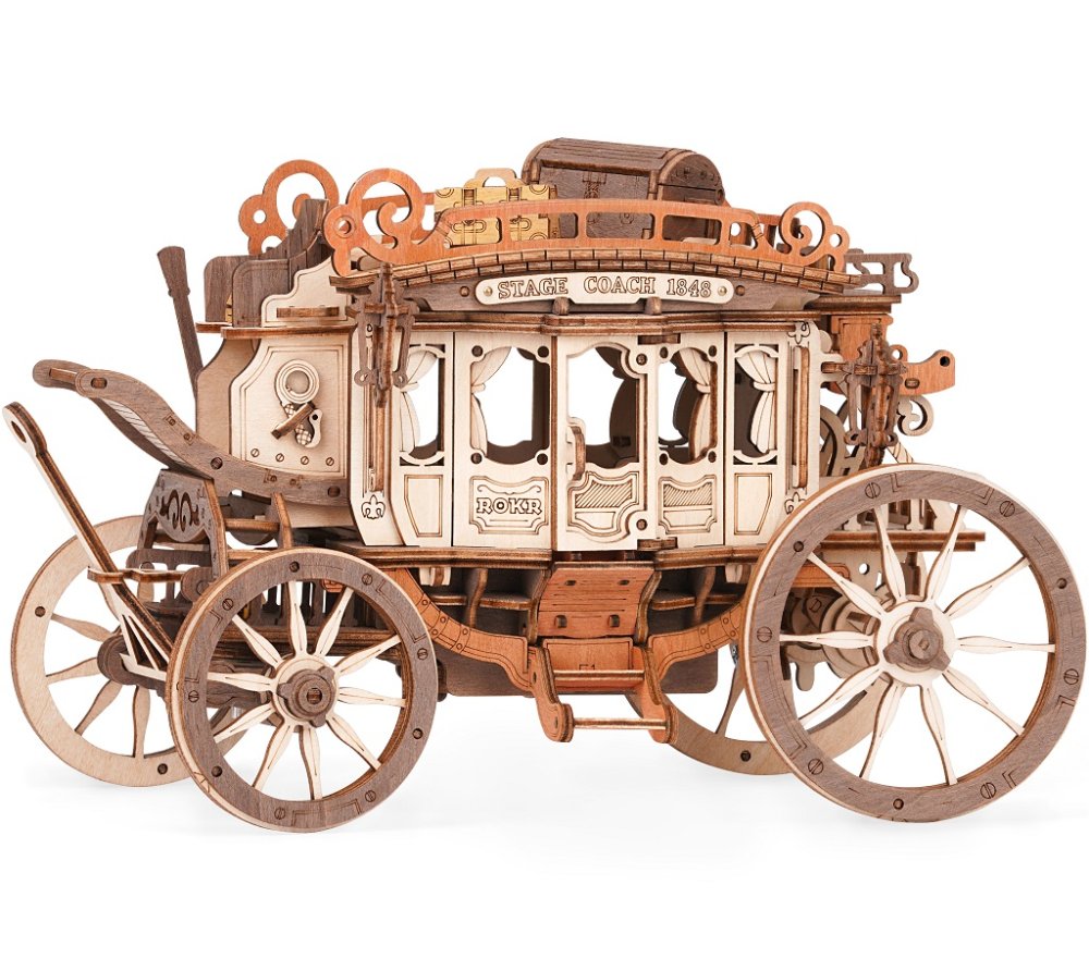 RoboTime Puzzle 3D en bois boîte à musique Diligence