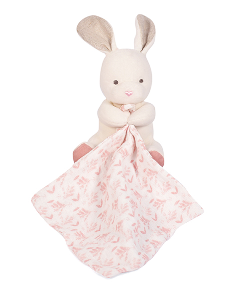 Coffret cadeau Doudou - Lapin en peluche avec couverture rose en coton BIO 15 cm – Image 5