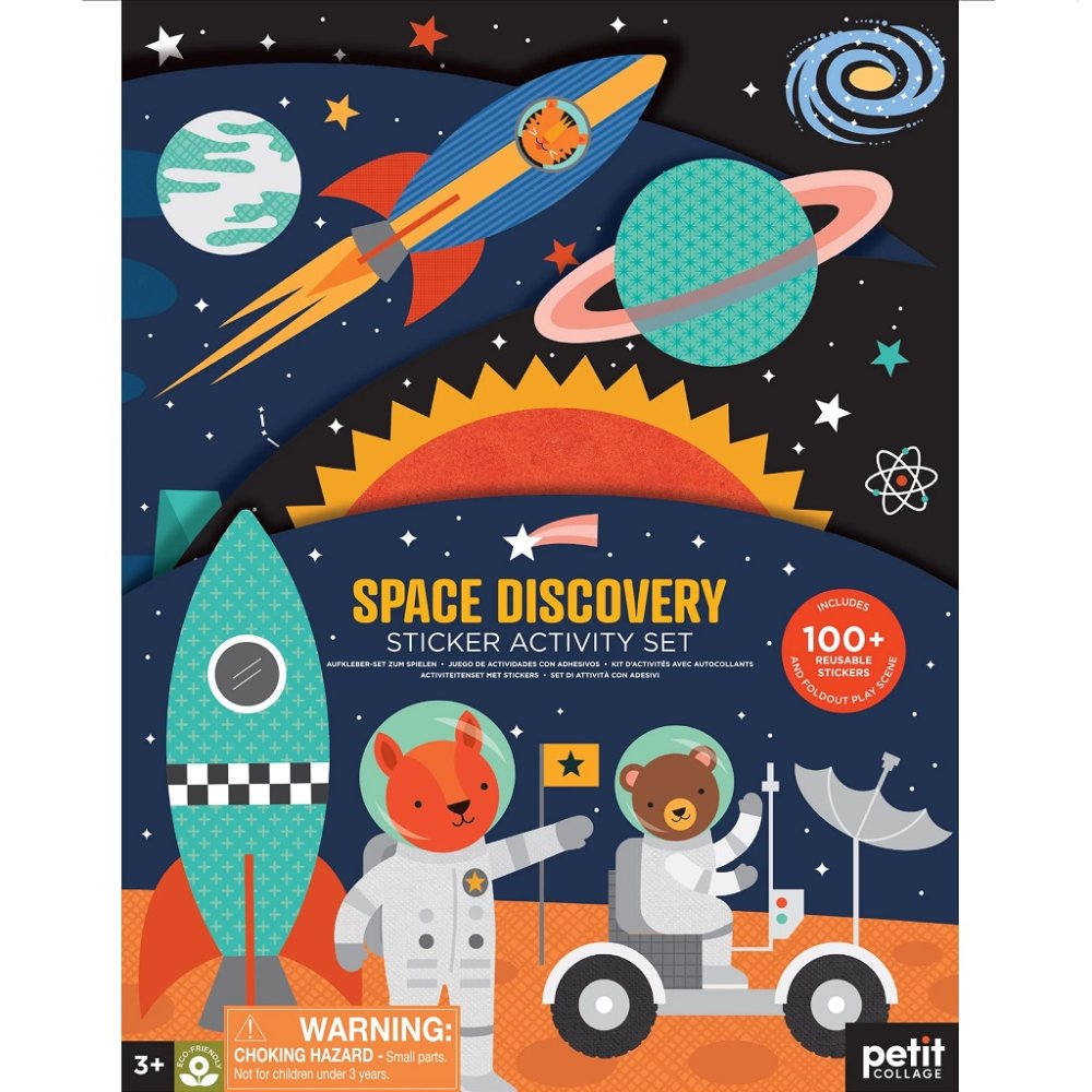 Petit Collage Reusable Stickers with Space Exploration Scene