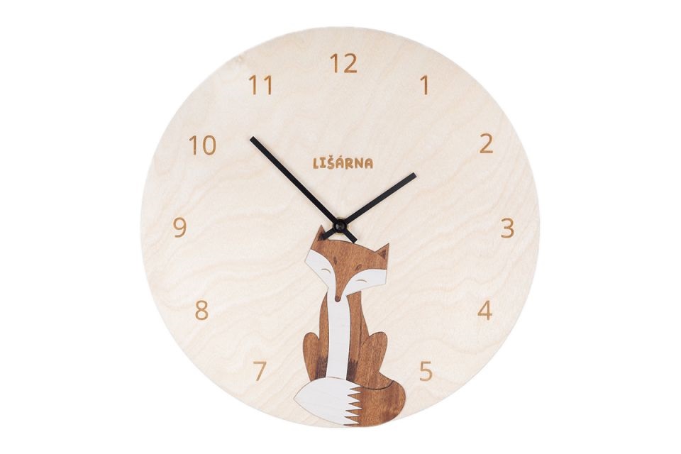 BeWooden Drewniany Zegar Fox Clock